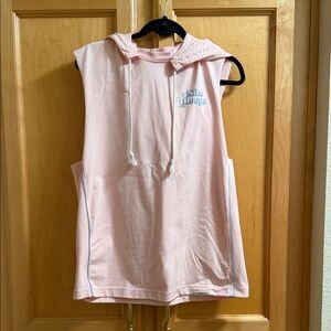 Nike Pink Sleeveless Hoodie with Light Blue Logo